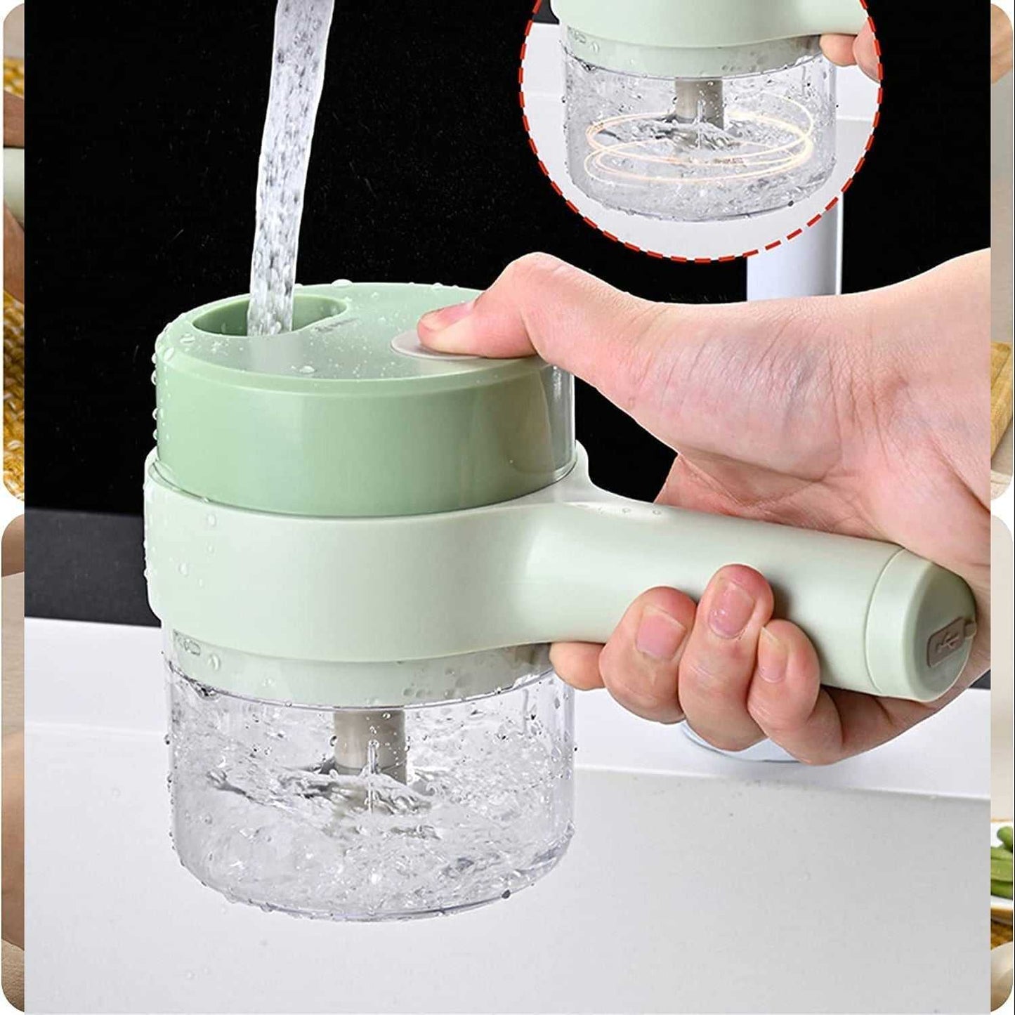 0142 4 in 1 Electric Handheld Cooking Hammer Vegetable Cutter Set Electric Food Chopper Multifunction Vegetable Fruit Slicer dd