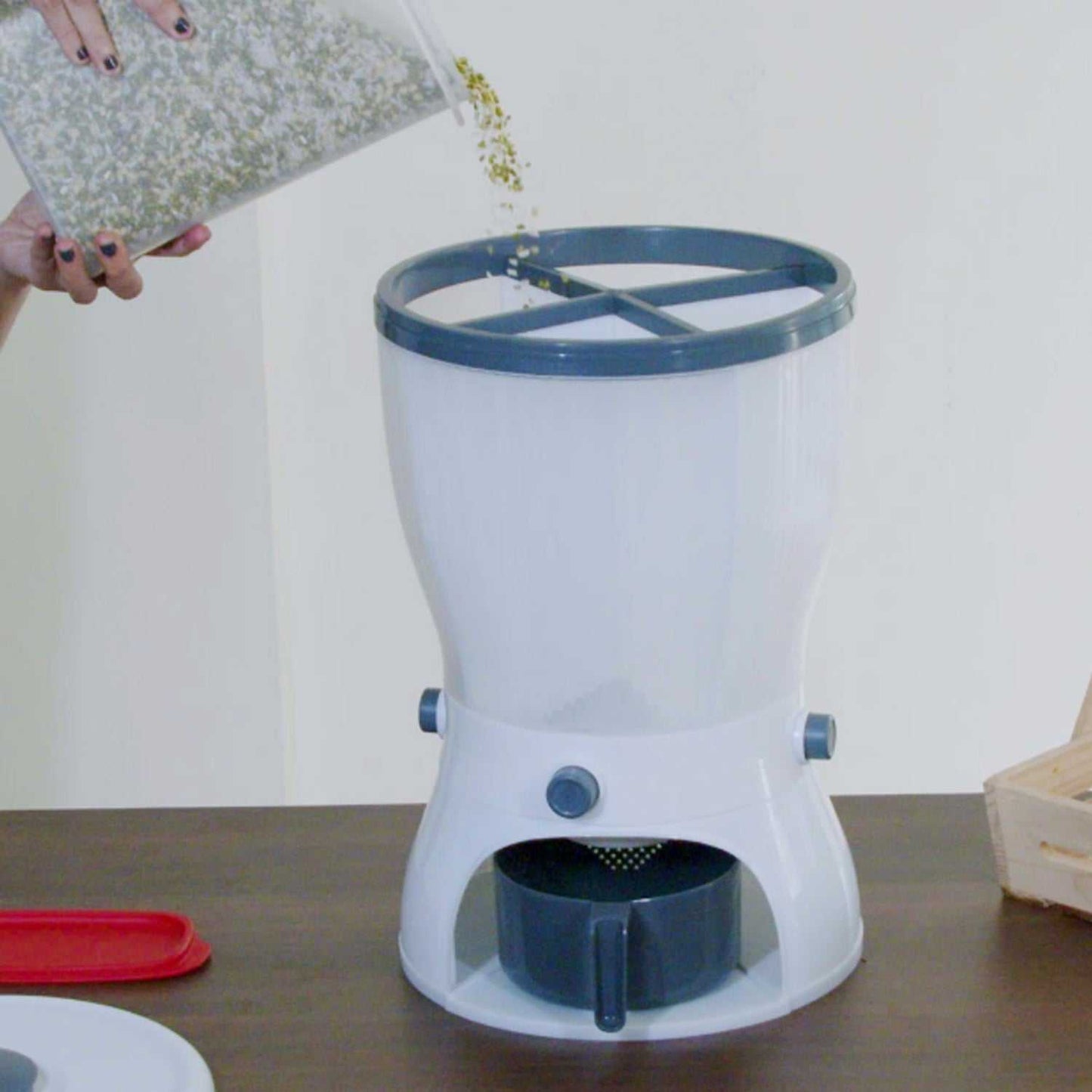 0127 4in1 Rice Dispenser, Grain Storage Container Household Cereal Dispenser dd