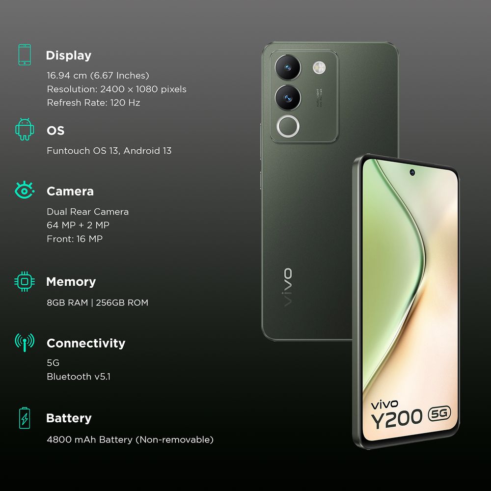 vivo Y200 5G (8GB RAM, 128GB, Jungle Green)