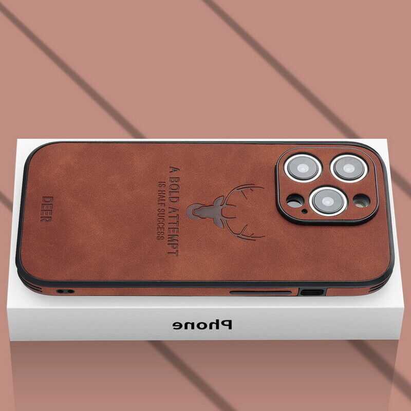Magsafe Case For iPhone 14 Pro Max 13 12 11 Deer Hybrid Leather Phone TPU Cover