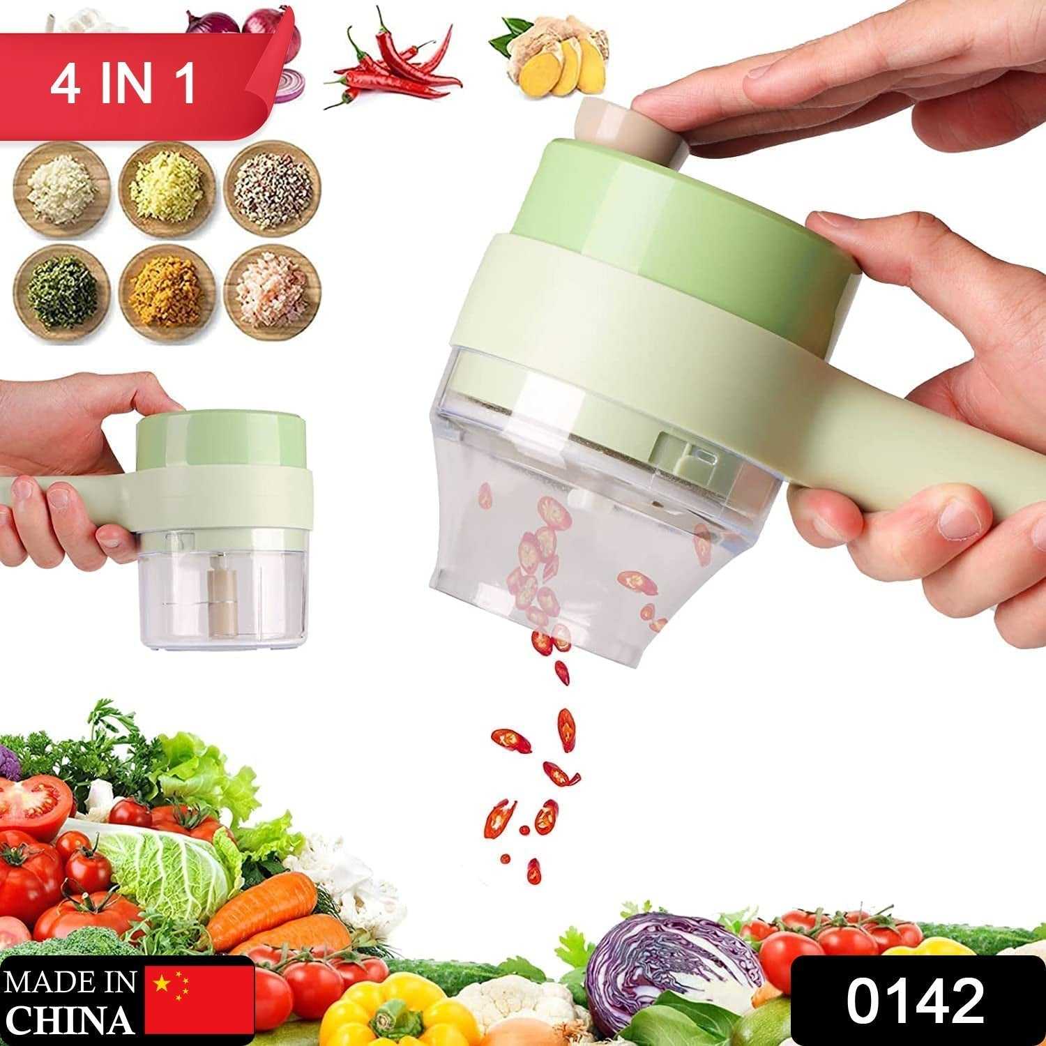 0142 4 in 1 Electric Handheld Cooking Hammer Vegetable Cutter Set Electric Food Chopper Multifunction Vegetable Fruit Slicer dd