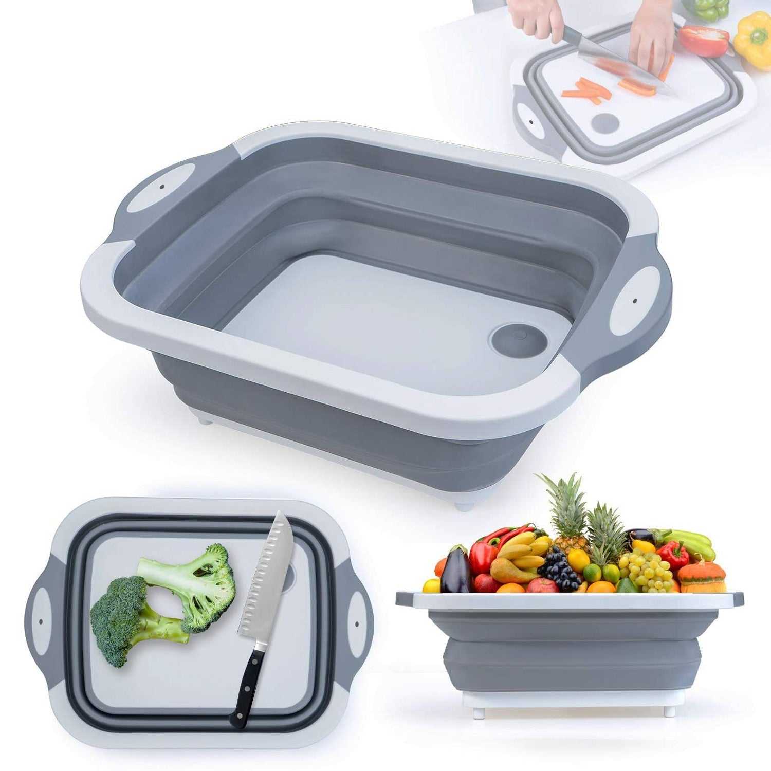 0098L COLLAPSIBLE CUTTING BOARD WITH DISH TUB BASKET For Kitchen Use ( 1 Pcs ) dd